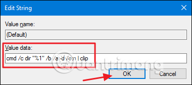 Thiết lập lệnh danh sách file với tên file 