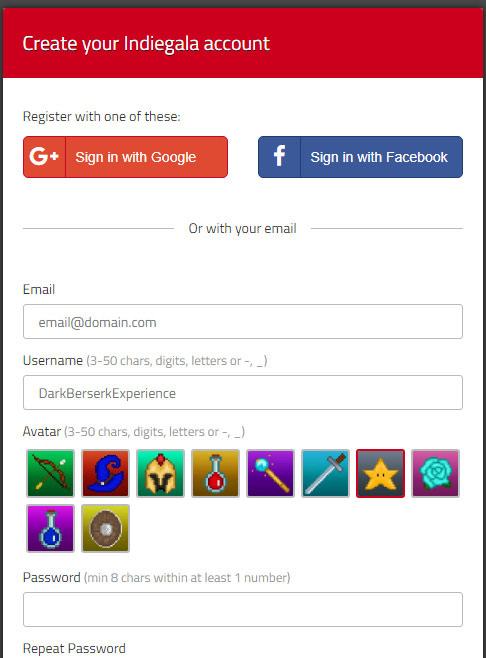 Tạo tài khoản mới trên galaFreebies