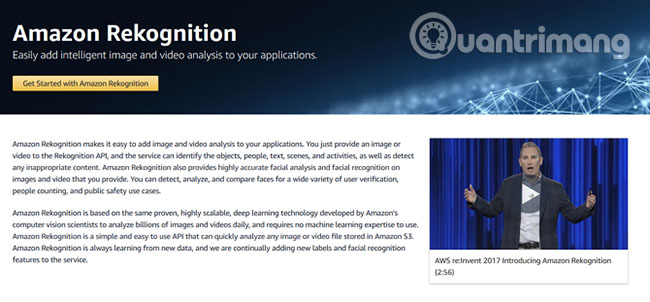 Phần mềm Amazon Rekognition của Amazon