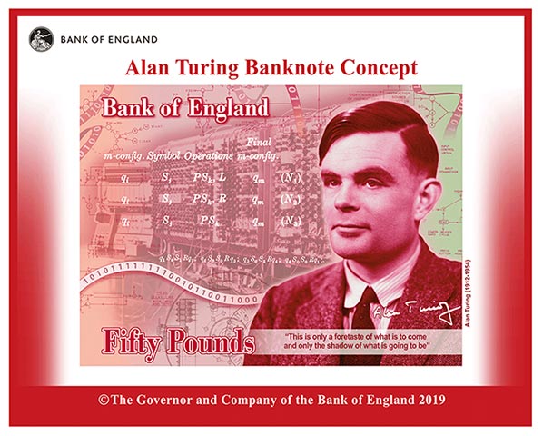 Tờ tiền 50 bảng Anh in hình nhà khoa học Alan Turing