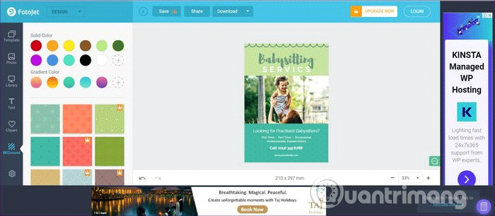 Mẫu tờ rơi trên trang Fotojet