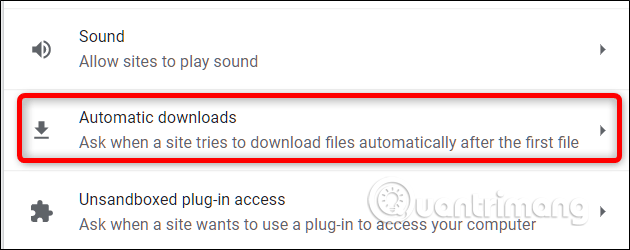 Click vào tùy chọn Automatic Downloads