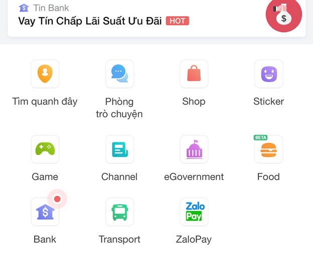 Trên Zalo đang cung cấp nhiều mô hình hoạt động. Ảnh chụp màn hình.