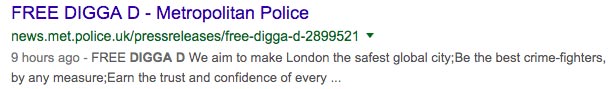 Thông điệp liên quan đến Digga D đã được lập chỉ mục trên Google Search