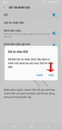Kích hoạt tính năng gửi tin nhắn khẩn cấp trên Galaxy S8 4