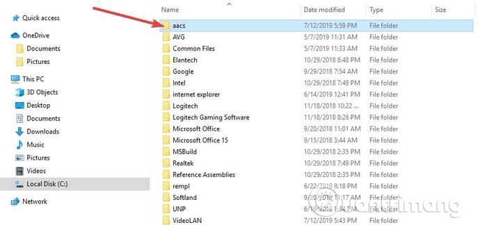 Đặt tên thư mục mới là aacs
