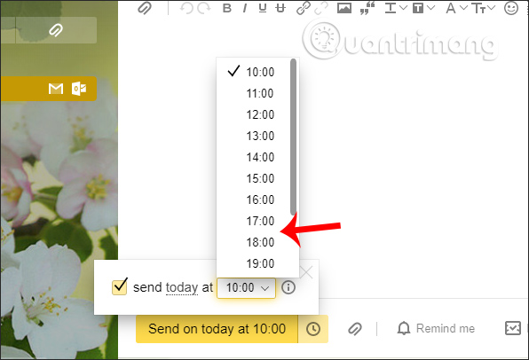 Gửi email trong hôm nay