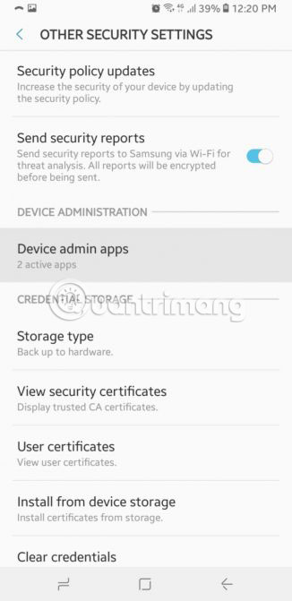 Nhấp vào Device admin apps