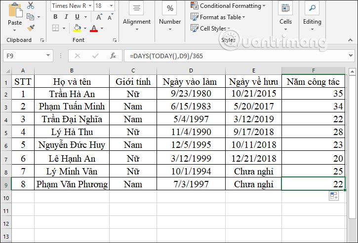 Hàm DAYS, cách dùng hàm tính số ngày giữa 2 mốc thời gian trong Excel - Ảnh minh hoạ 10