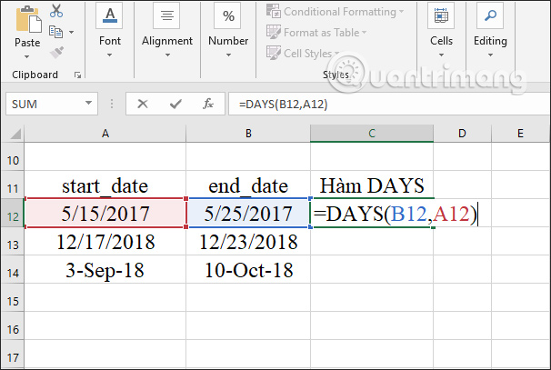 Hàm DAYS, cách dùng hàm tính số ngày giữa 2 mốc thời gian trong Excel - Ảnh minh hoạ 2