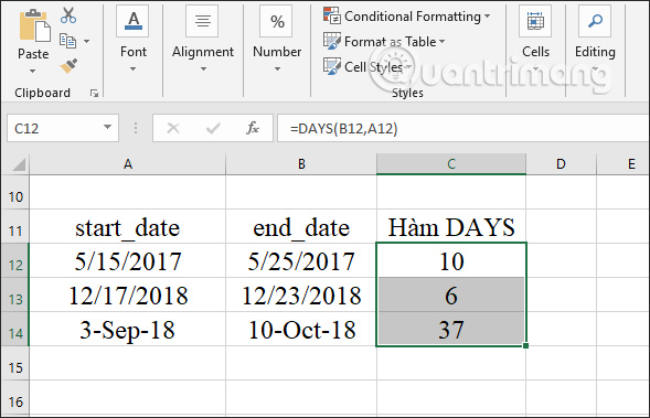 Hàm DAYS, cách dùng hàm tính số ngày giữa 2 mốc thời gian trong Excel - Ảnh minh hoạ 3