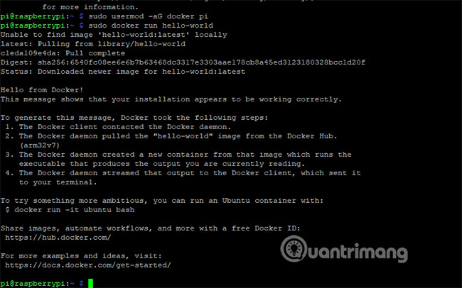 Thay đổi “pi” thành tên người dùng của riêng bạn