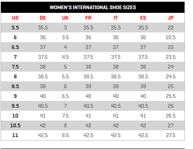 Puma women's shoe size chart for women