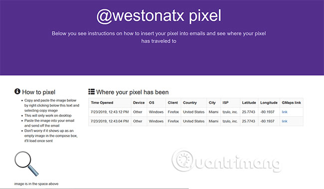 Tracking pixel trong email