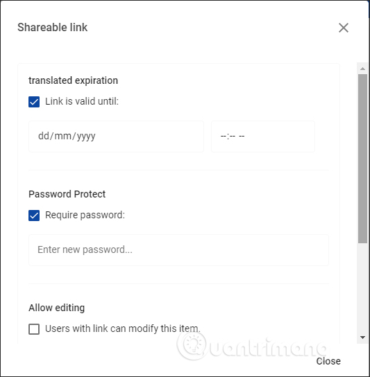 Tạo link chia sẻ