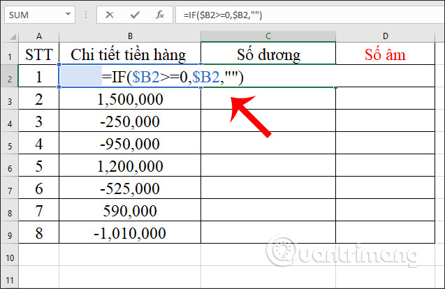 Cách tách số âm và số dương trong Excel - Ảnh minh hoạ 2