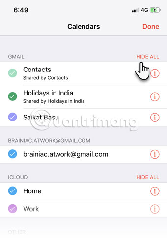 Ẩn lịch mà bạn không muốn xem