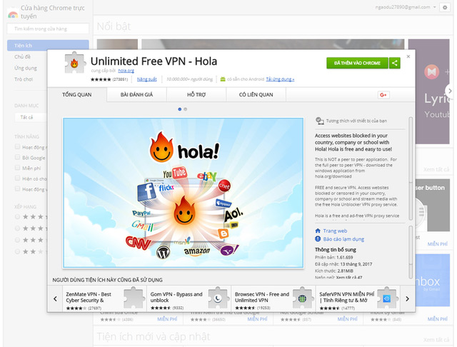 Tải và cài đặt ứng dụng Unlimited Free VPN - Hola