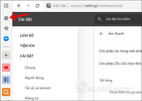 Cài đặt trên Cốc Cốc