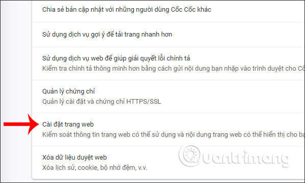 Cài đặt trang web