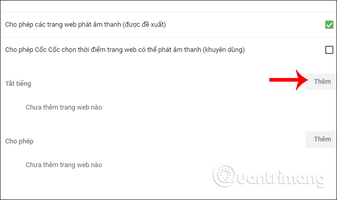 Tắt tiếng ở website chỉ định