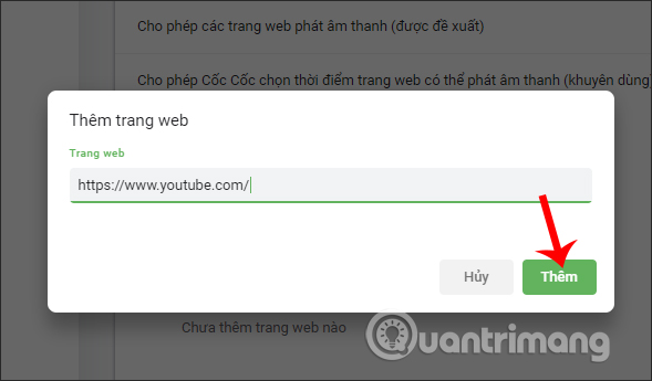 URL website tắt tiếng