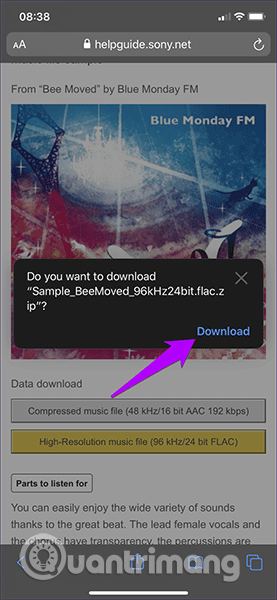Chạm vào Download