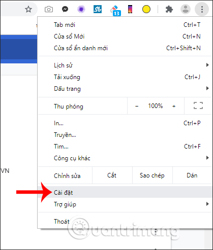 Cài đặt trên Chrome