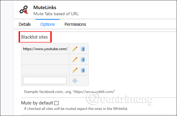 Tắt tiếng một số website
