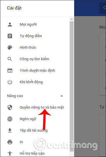 Chỉnh quyền riêng tư Chrome