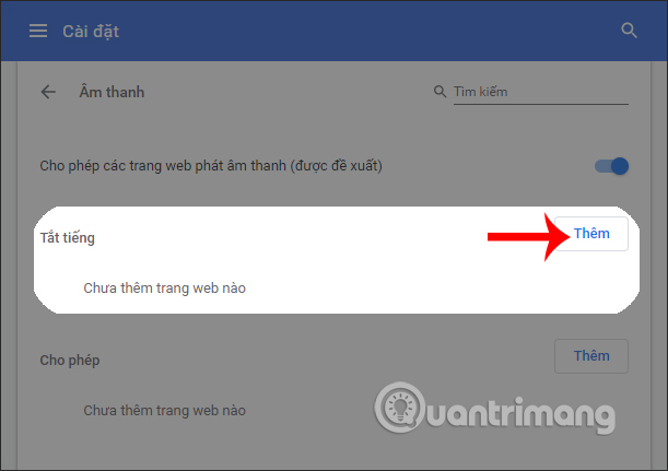 Tắt tiếng ở website chỉ định