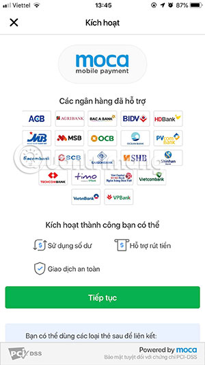 Chọn ngân hàng liên kết ví moca trên Grab