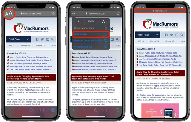 Cách ẩn thanh Toolbar trong Safari
