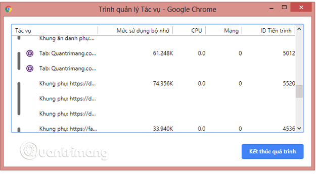 Mở Task Manager trên trình duyệt Chrome
