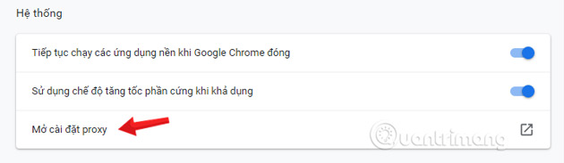 Click chọn Mở cài đặt proxy