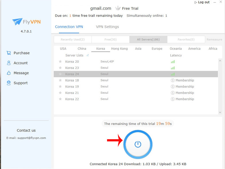 Biểu tượng nút nguồn chuyển thành màu xanh dương