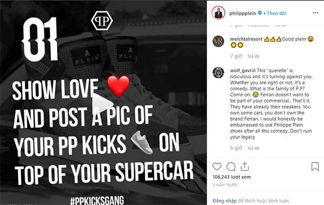 Philipp Plein kêu gọi các fan đăng tải những hình ảnh tương tự như một “lời thách thức” với Ferrari