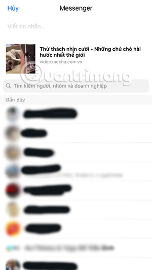 Chia sẻ video Mocha qua Messenger