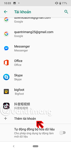 Chọn thêm tài khoản