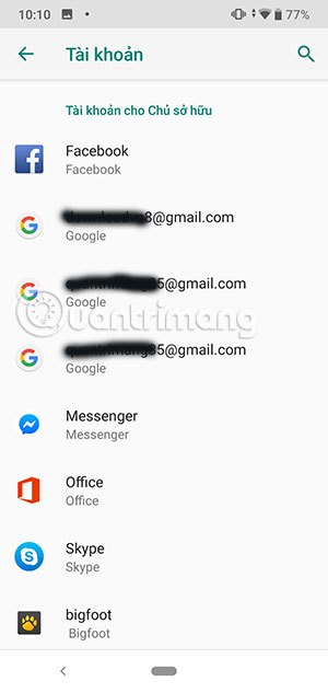 Tài khoản Google được thêm mới