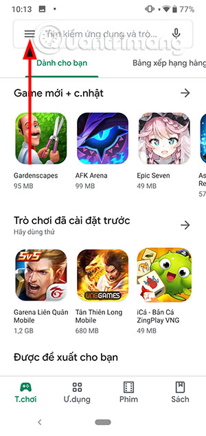 Chọn cài đặt CHPlay