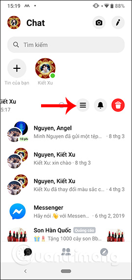 Tùy mua trên Messenger Android