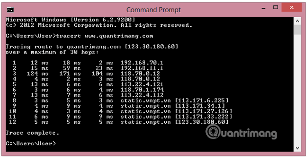 Nhập câu lệnh trên cửa sổ Command Prompt