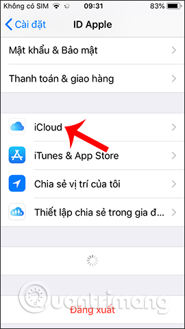Chọn iCloud