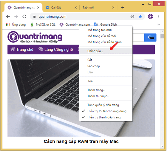 Xóa tên trang bookmark