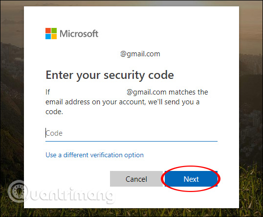 Nhập mã xác minh tài khoản