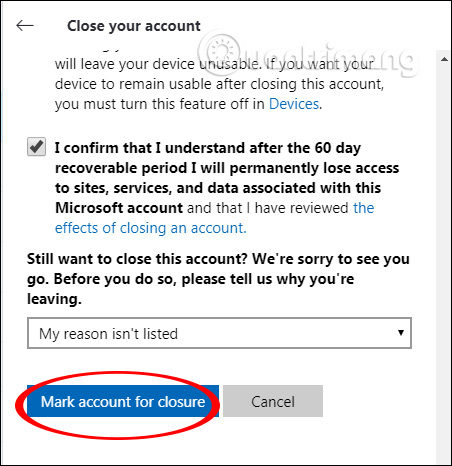 Chắc chắn xóa tài khoản