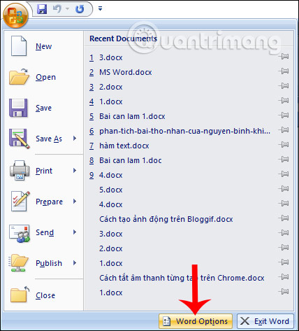 Cách xóa danh sách file vừa mở trong Word 2007 - Ảnh minh hoạ 2