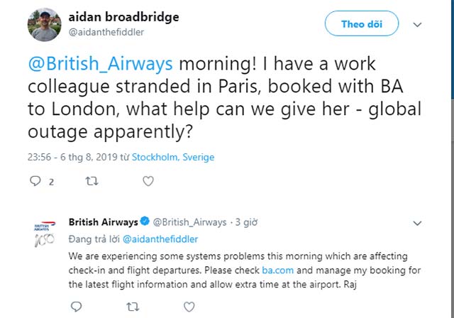 Khách hàng của British Airways "cầu cứu" trên Twitter 