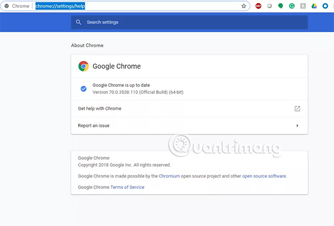 Xác nhận trình duyệt của bạn được cập nhật đầy đủ